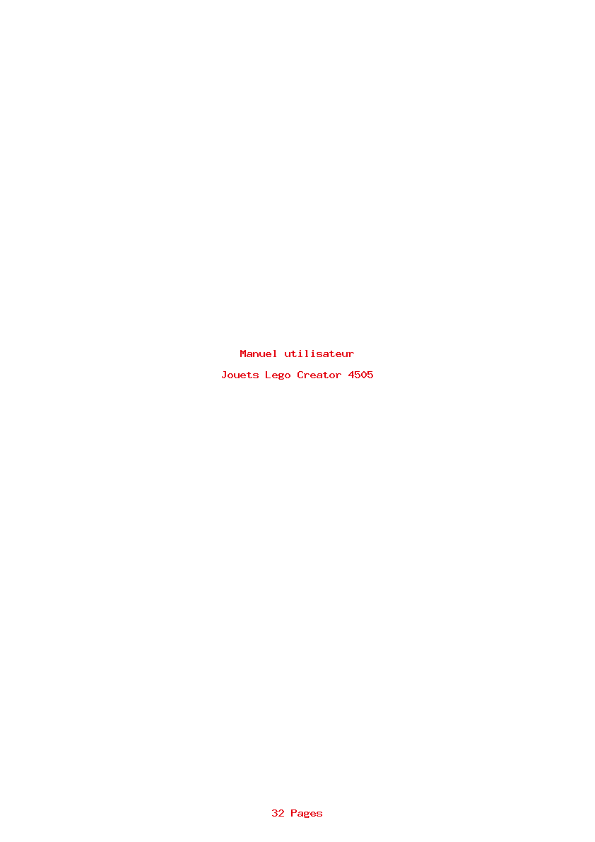 Page 1 de la notice Manuel utilisateur Lego Creator 4505