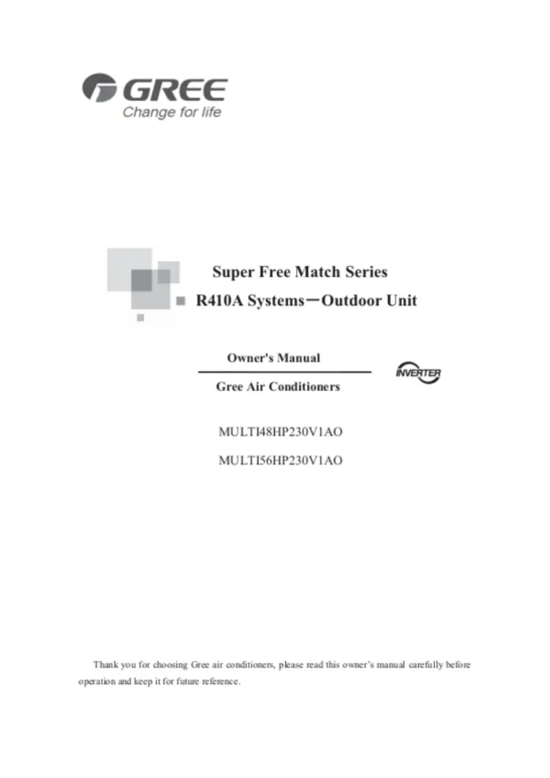 Página 1 del manual Manual de usuario Gree MULTI48HP230V1AO