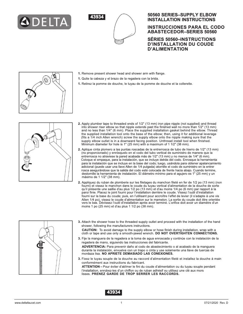 Page 1 de la notice Manuel utilisateur Delta Elbow 50560