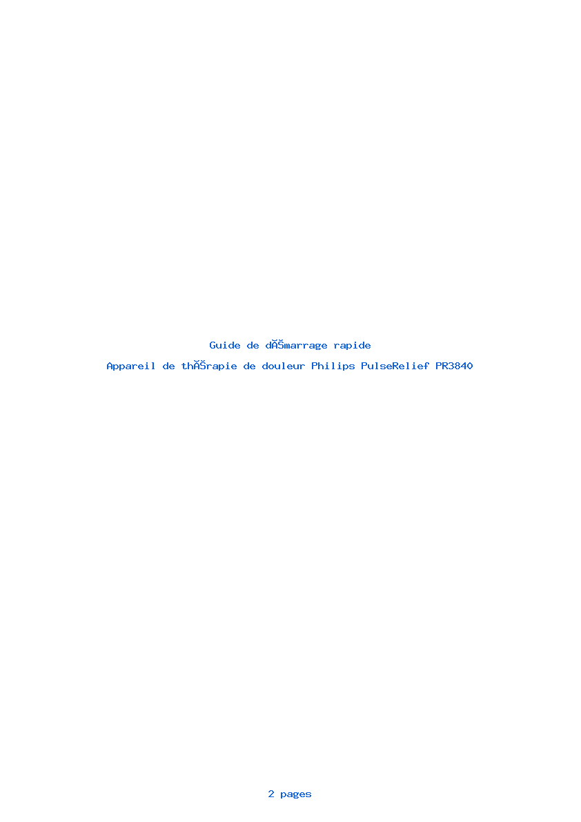 Page 1 de la notice Guide de démarrage rapide Philips PulseRelief PR3840