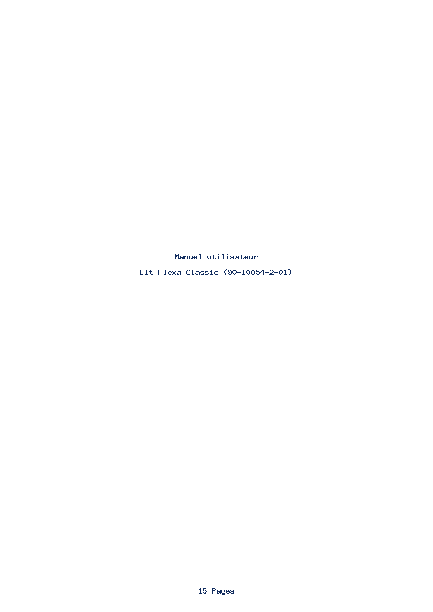 Page 1 de la notice Manuel utilisateur Flexa Classic (90-10054-2-01)