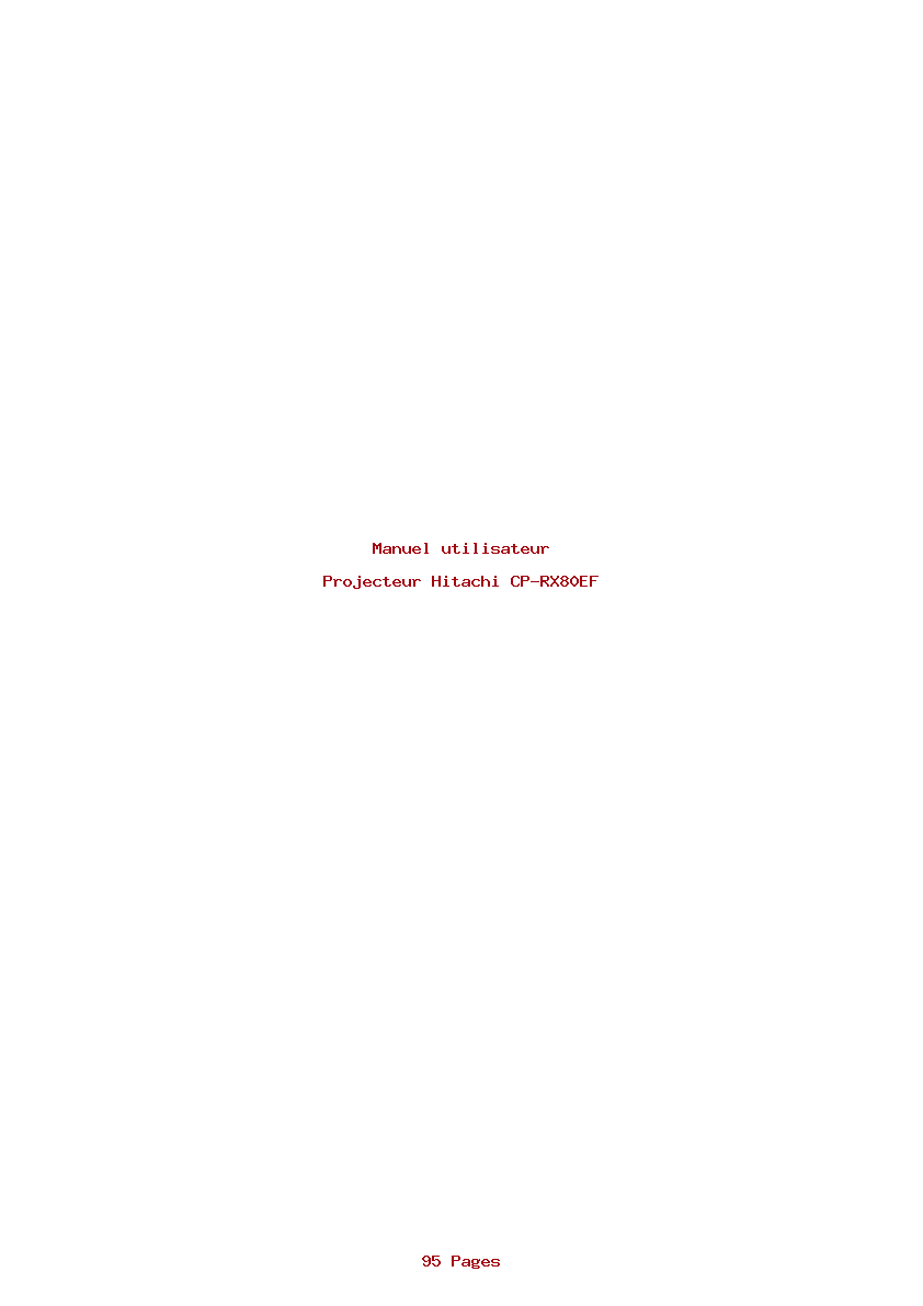 Page 1 de la notice Manuel utilisateur Hitachi CP-RX80EF