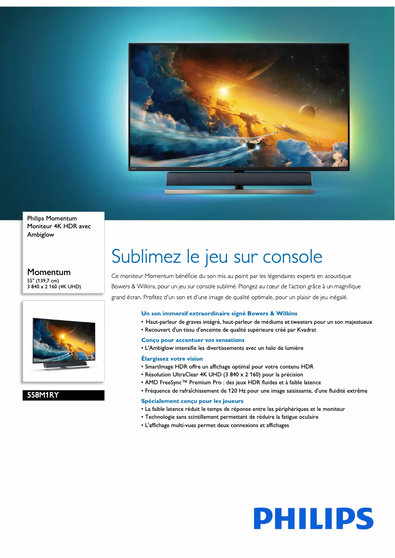 Página 1 del manual Ficha técnica Philips 558M1RY