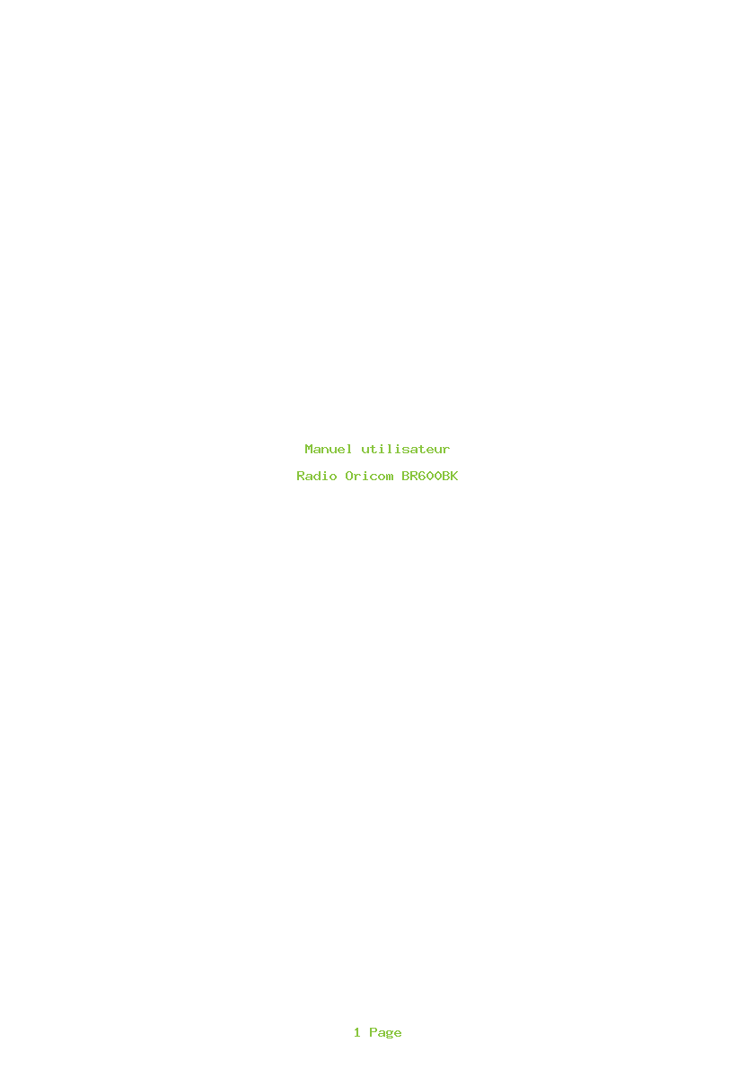 Page 1 de la notice Manuel utilisateur Oricom BR600BK