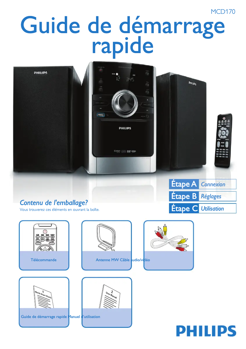 Page 1 of the manual Quick Start Guide Philips MCD170