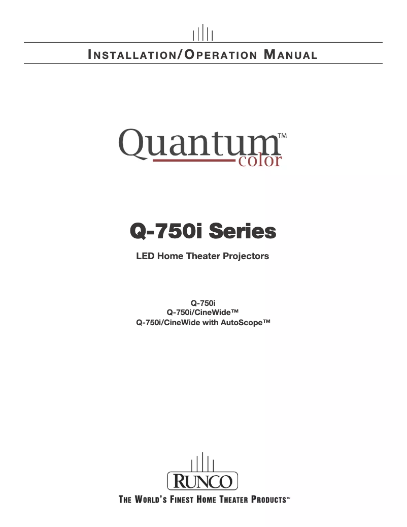 Page 1 de la notice Manuel utilisateur Runco Q-750i