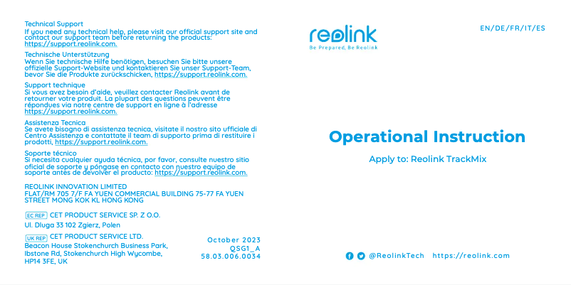 Page 1 of the manual User Manual Reolink TrackMix