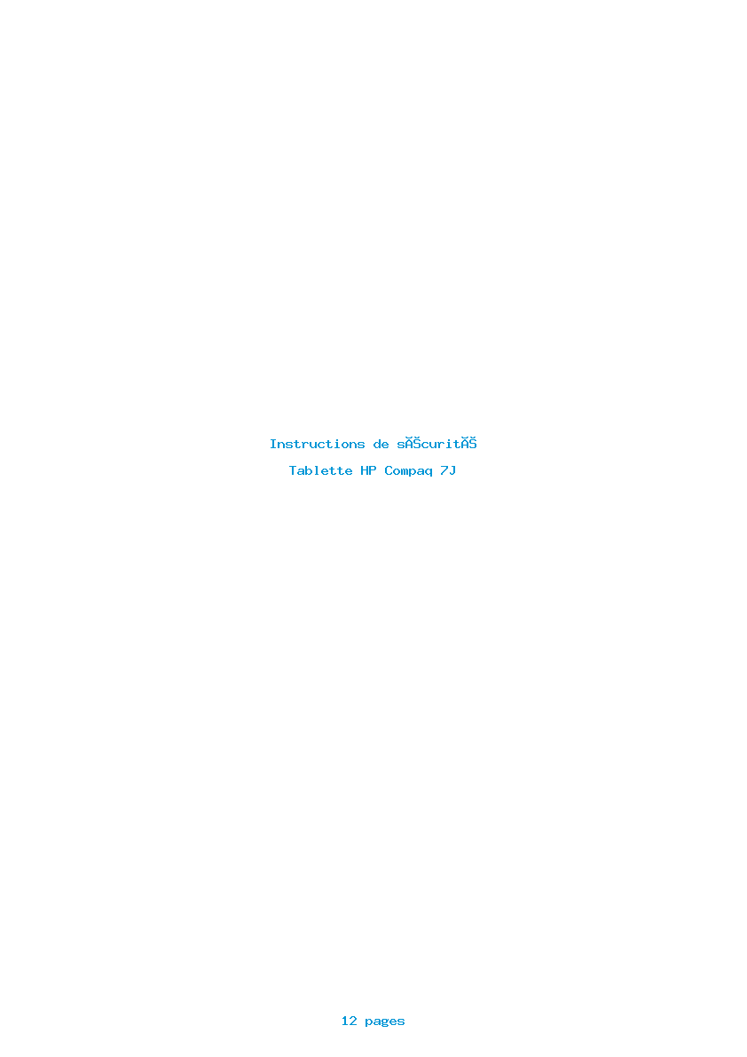 Page 1 de la notice Instructions de sécurité HP Compaq 7J