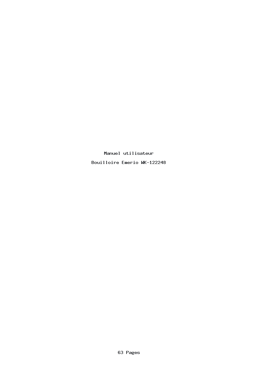 Page 1 de la notice Manuel utilisateur Emerio WK-122248