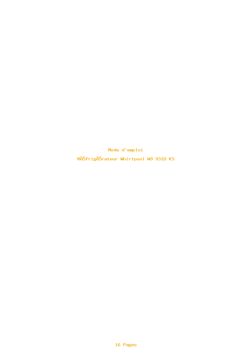 Page 1 de la notice Mode d'emploi Whirlpool W9 931D KS