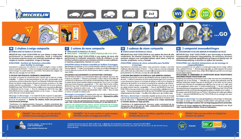 Page 1 de la notice Manuel utilisateur Michelin Easy Grip Evolution EVO 19