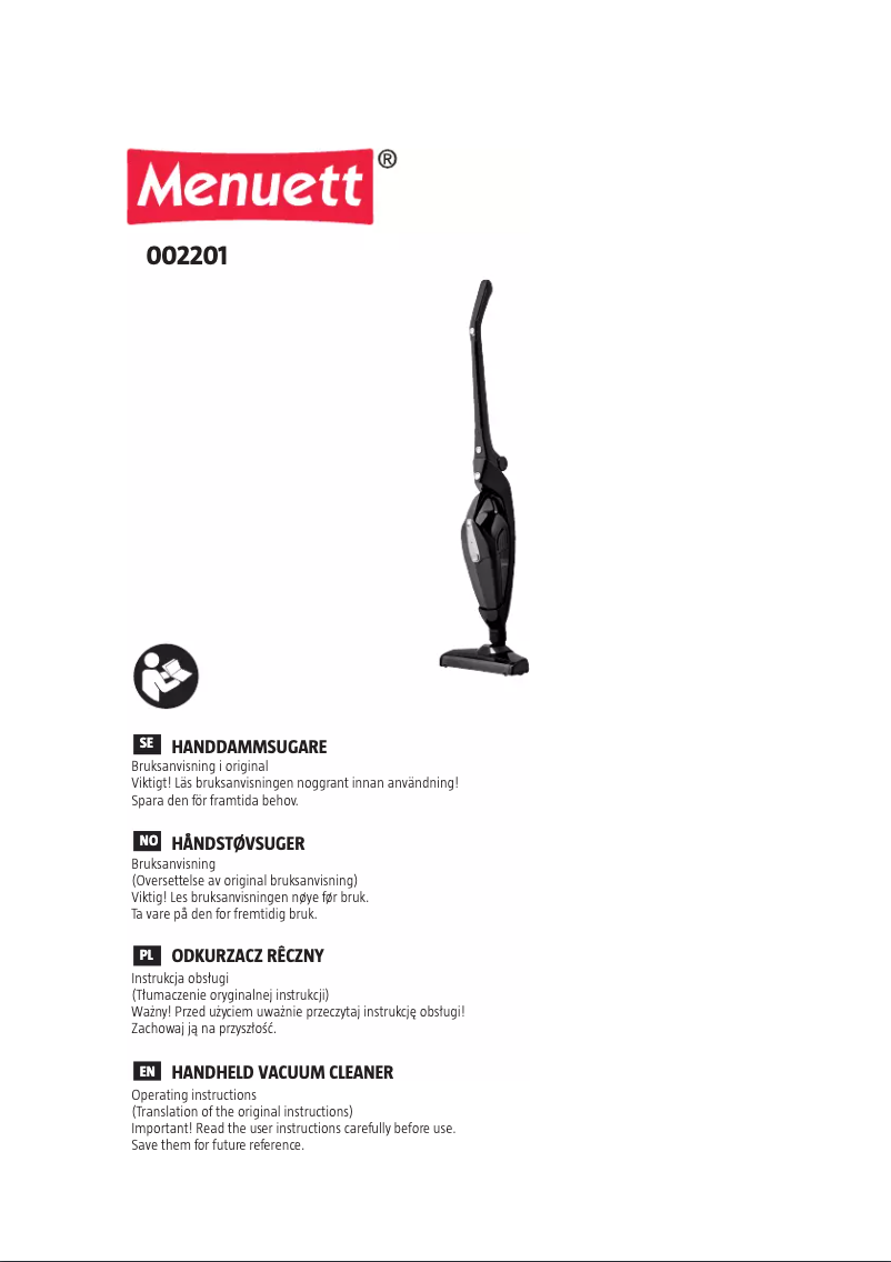 Page 1 de la notice Manuel utilisateur Menuett 002201