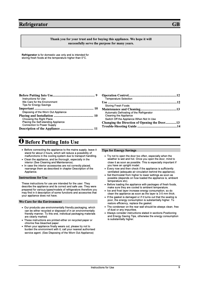 Page 1 de la notice Manuel utilisateur Gorenje R2907CLA