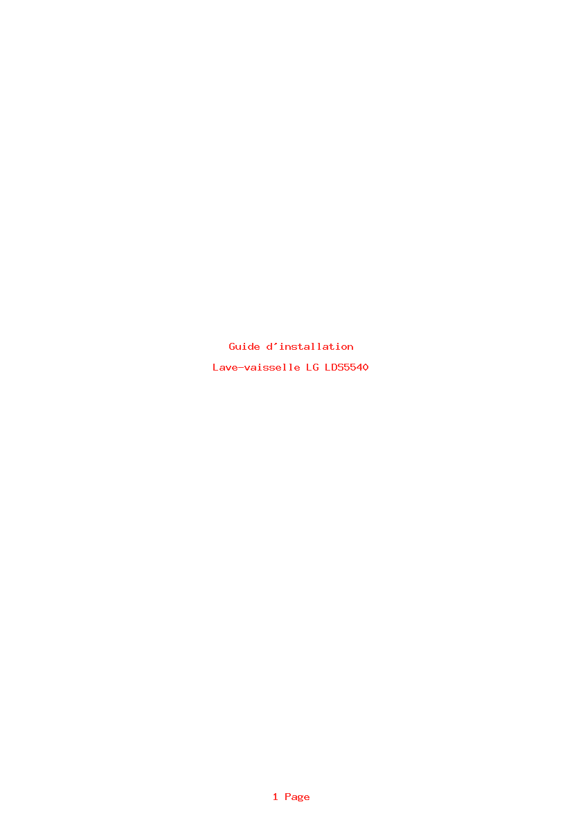 Page 1 de la notice Guide d'installation LG LDS5540