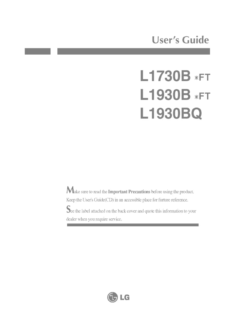 Page 1 de la notice Manuel utilisateur LG L1930SBFT