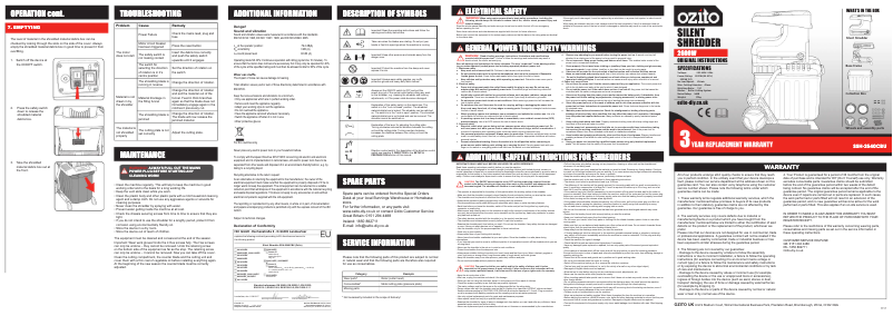 Page 1 de la notice Manuel utilisateur Ozito SSH-2540CBU