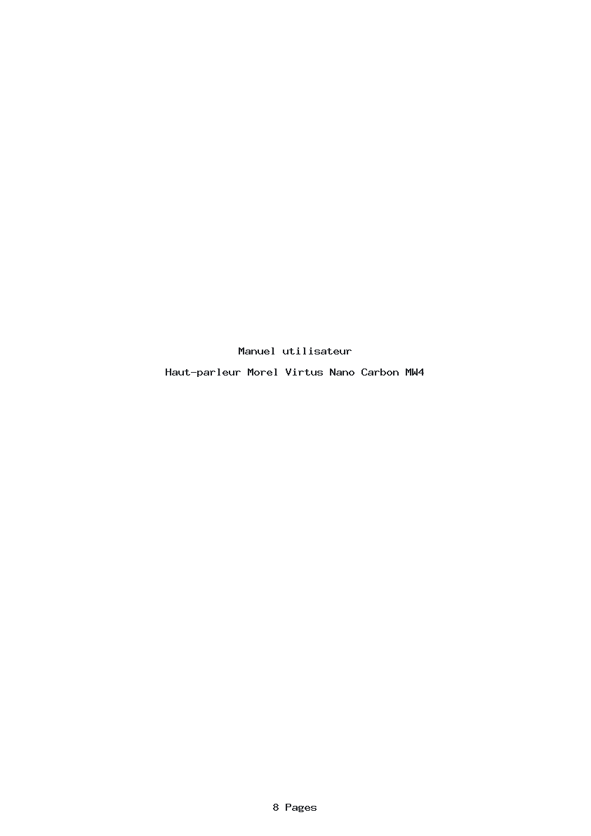 Page 1 de la notice Manuel utilisateur Morel Virtus Nano Carbon MW4