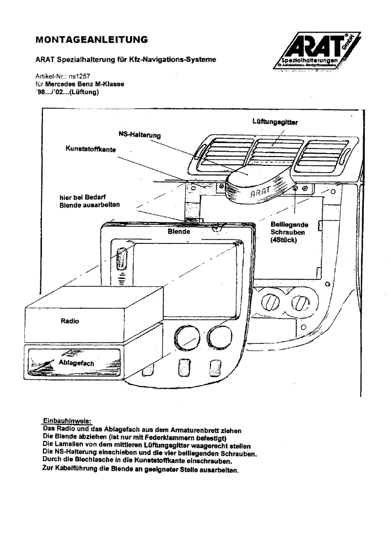 Page 1 de la notice Manuel utilisateur Arat NS1257