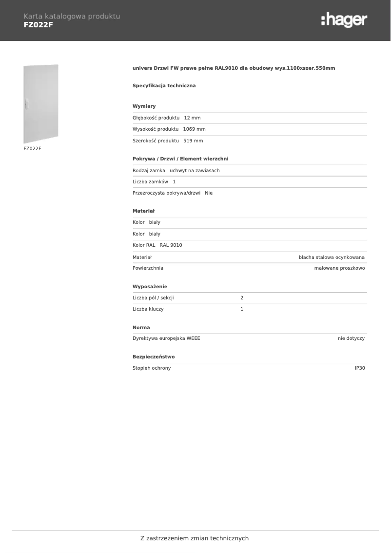 Page 1 de la notice Manuel utilisateur Hager FZ022F