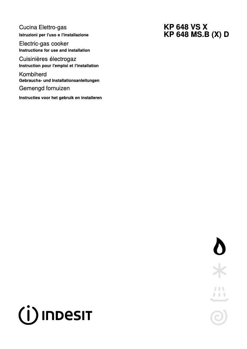 Page n°1 - Manuel utilisateur Indesit KP 648 VS B X O
