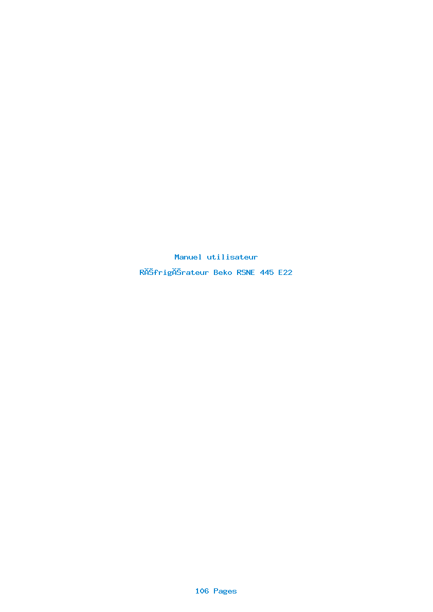 Page 1 de la notice Manuel utilisateur Beko RSNE 445 E22
