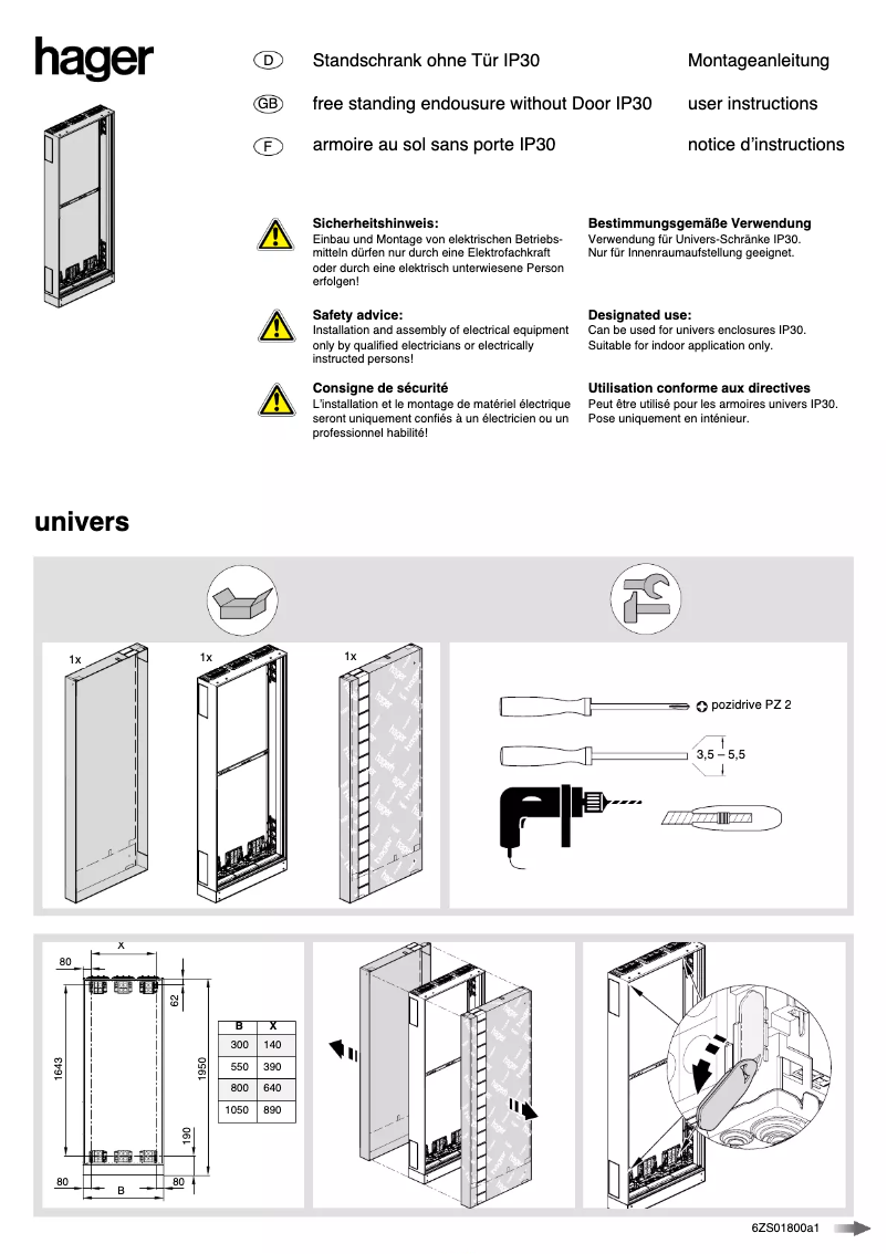Page 1 de la notice Manuel utilisateur Hager FP23S1N