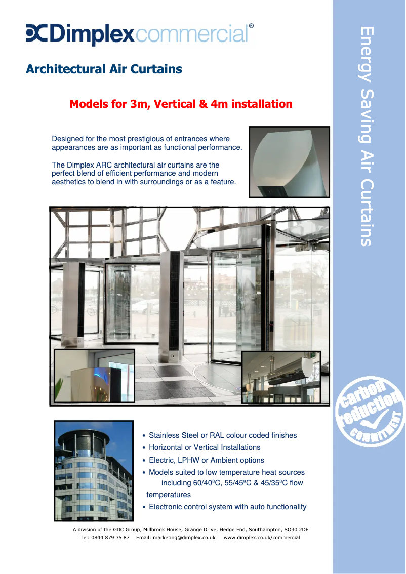 Page 1 de la notice Fiche technique Dimplex ARC15E