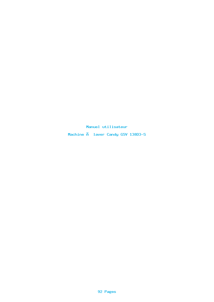 Page 1 de la notice Manuel utilisateur Candy GSV 138D3-S