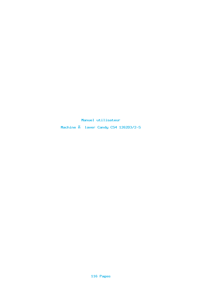 Page 1 de la notice Manuel utilisateur Candy CS4 1262D3/2-S