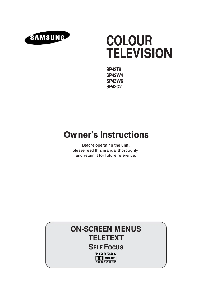 Página 1 del manual Manual de instrucciones Samsung SP-42W4HL
