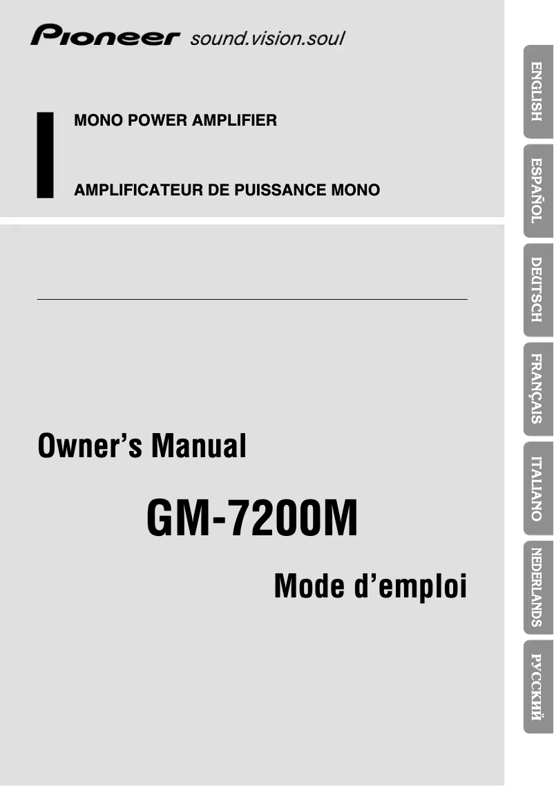 Página 1 del manual Manual de usuario Pioneer GM-7200M