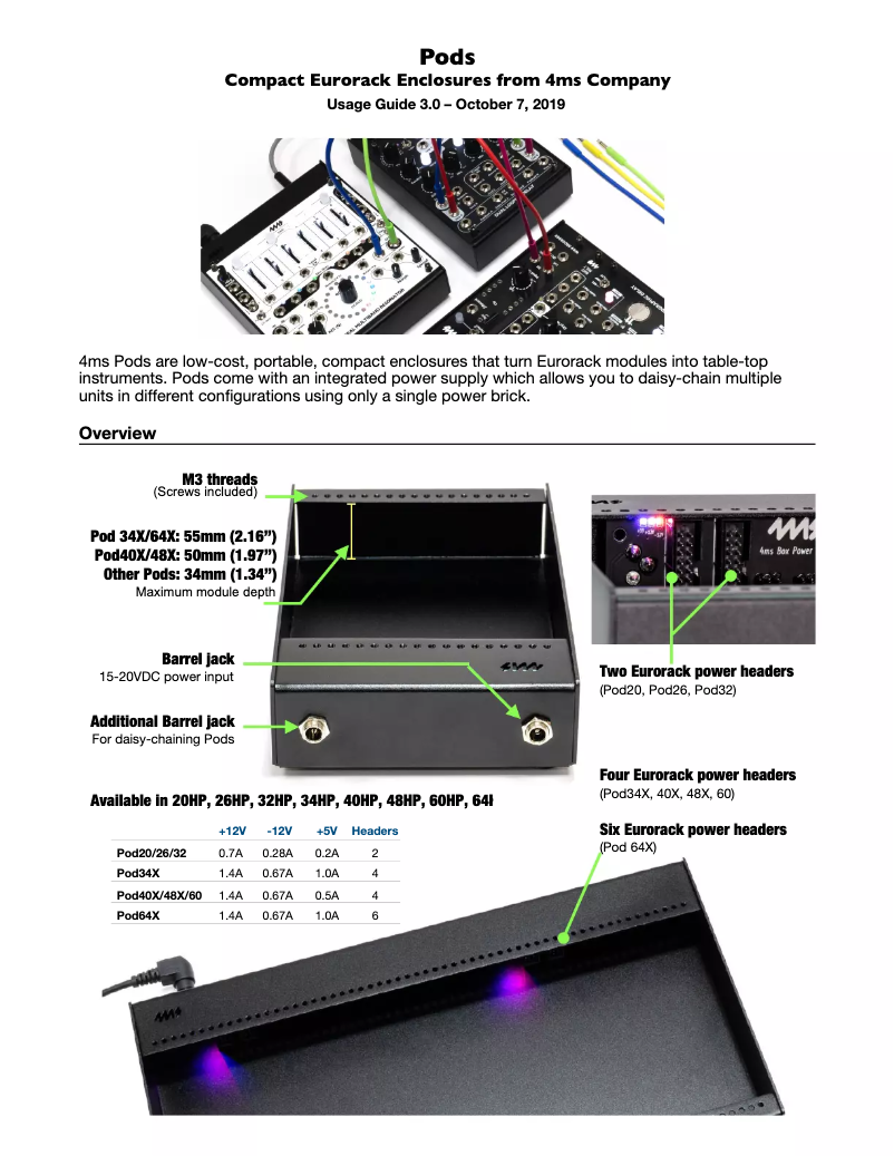 Page 1 de la notice Manuel utilisateur 4ms Pod 64X
