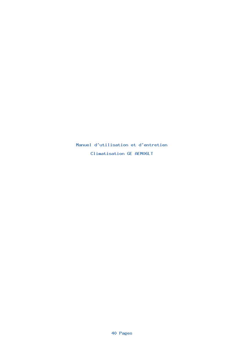 Page 1 de la notice Manuel d'utilisation et d'entretien GE AEM06LT