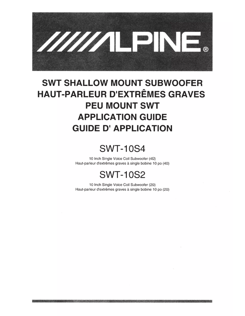Page 1 de la notice Manuel utilisateur Alpine SWT-10S4