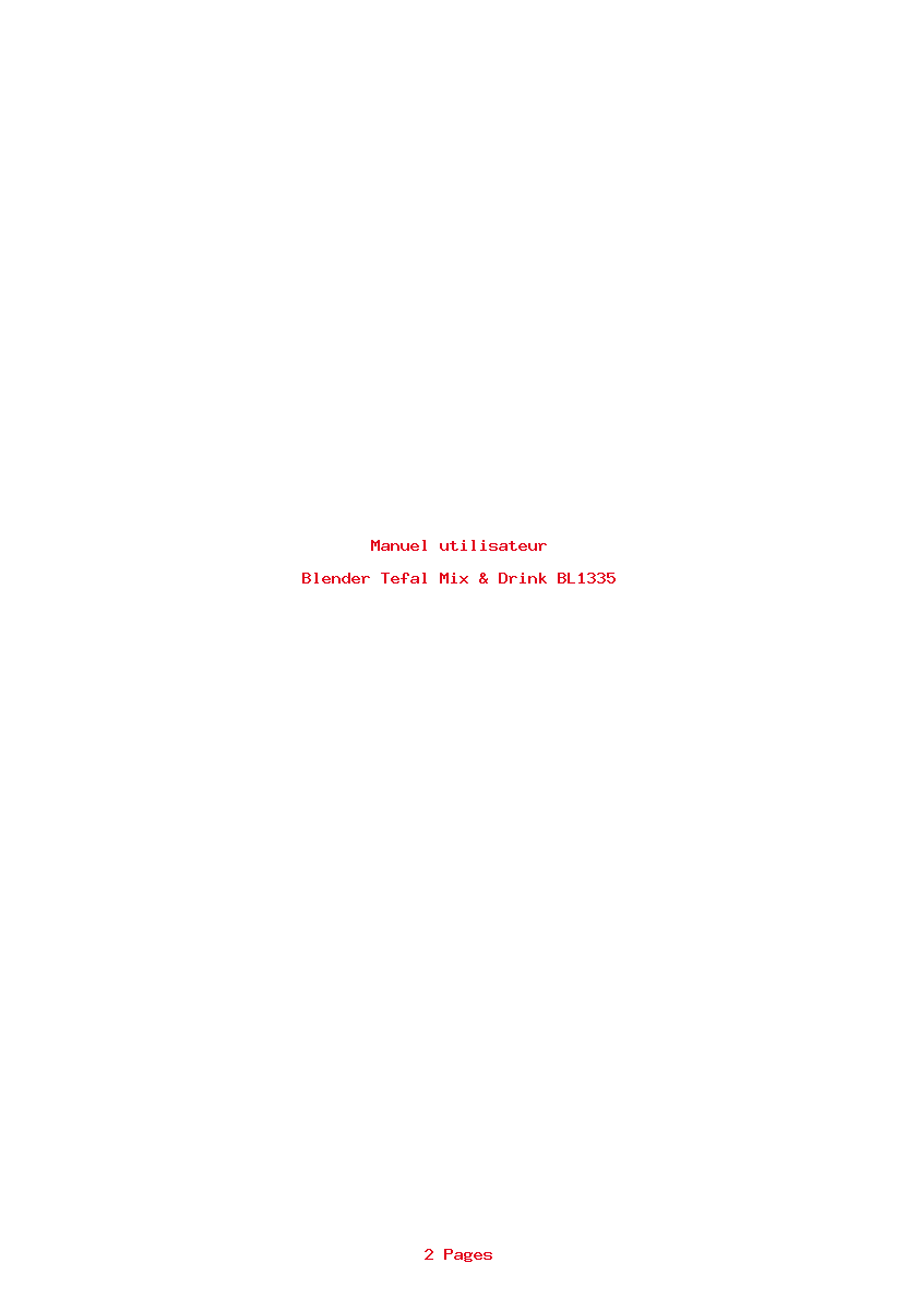 Page 1 de la notice Manuel utilisateur Tefal Mix & Drink BL1335