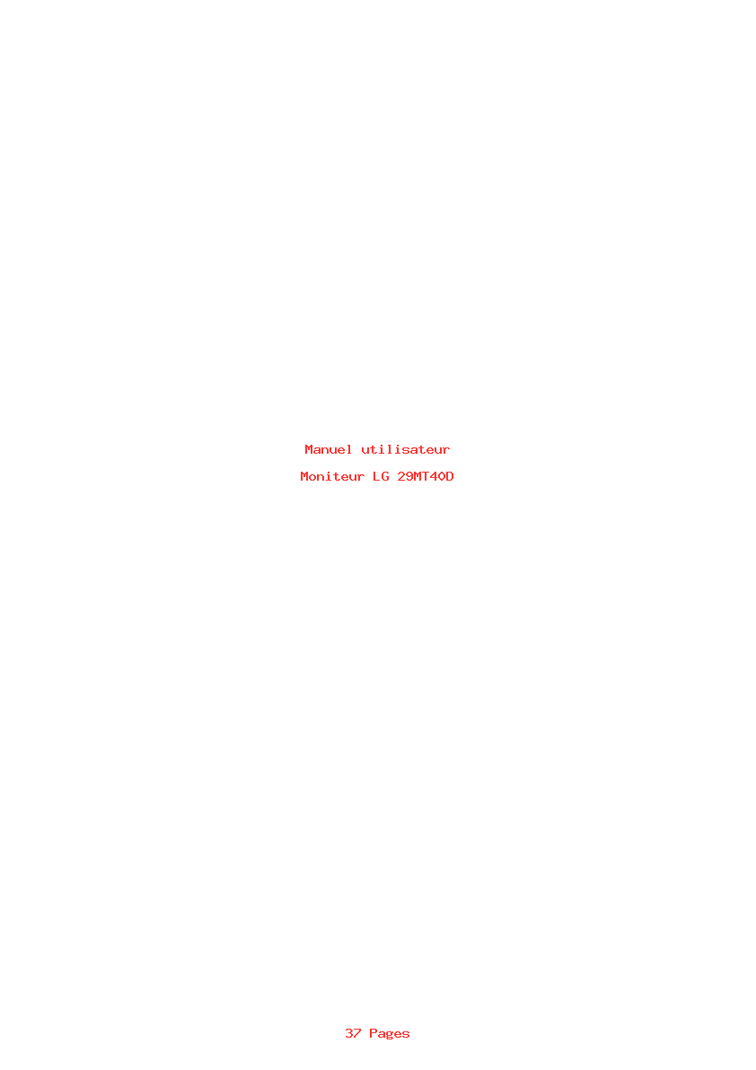 Page 1 de la notice Manuel utilisateur LG 29MT40D
