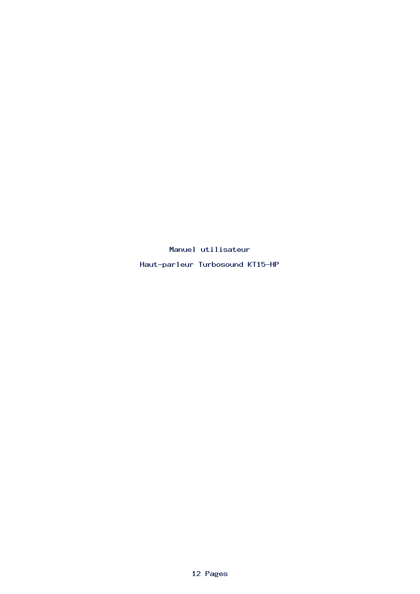 Page 1 de la notice Manuel utilisateur Turbosound KT15-HP
