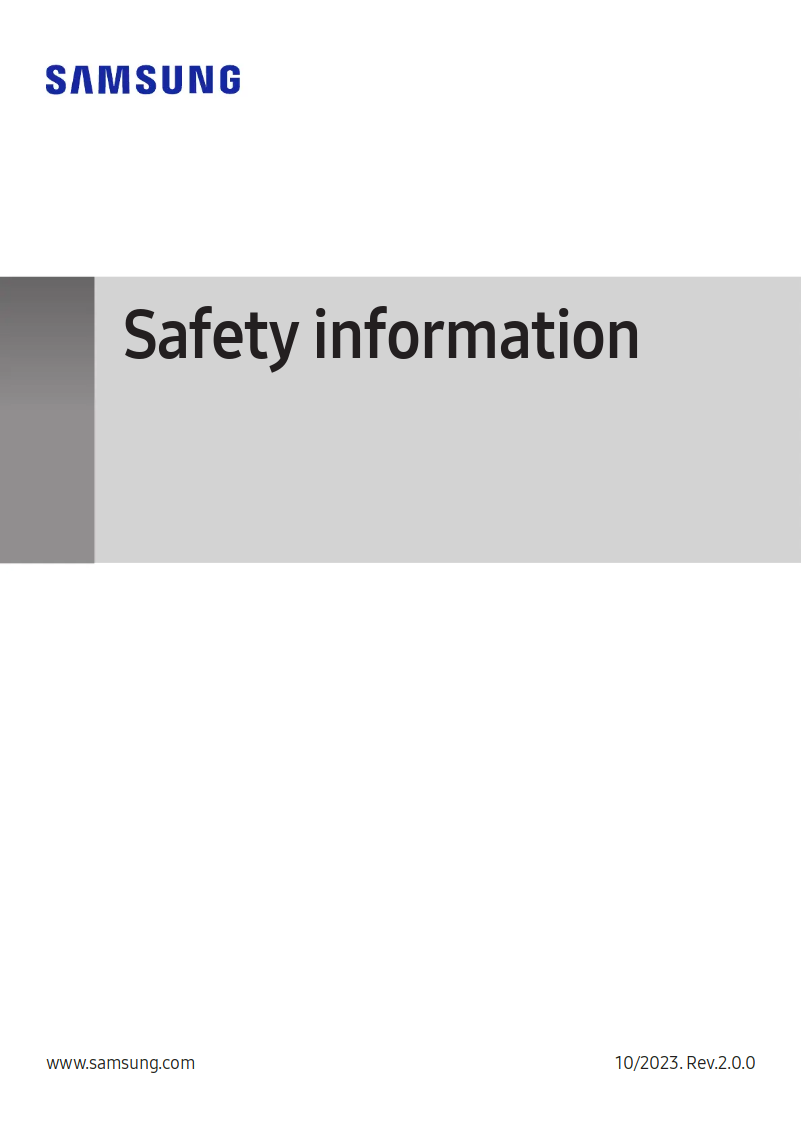 Page 1 de la notice Instructions de sécurité Samsung Galaxy A05