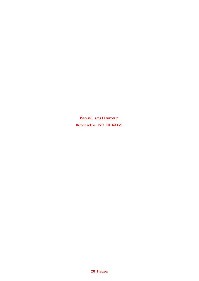 Page 1 de la notice Manuel utilisateur JVC KD-R412E