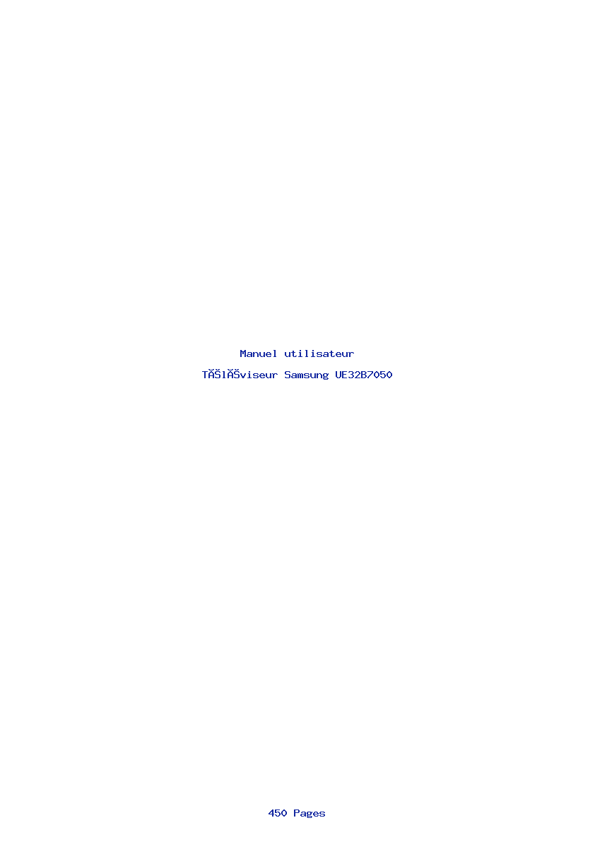 Page 1 de la notice Manuel utilisateur Samsung UE32B7050