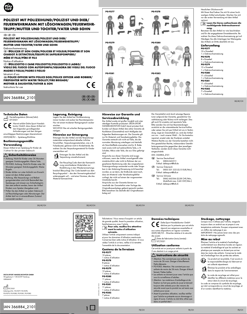 Page 1 de la notice Manuel utilisateur Playtive IAN 366884