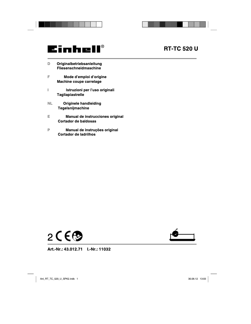 Page 1 de la notice Manuel utilisateur Einhell RT-TC 520 U