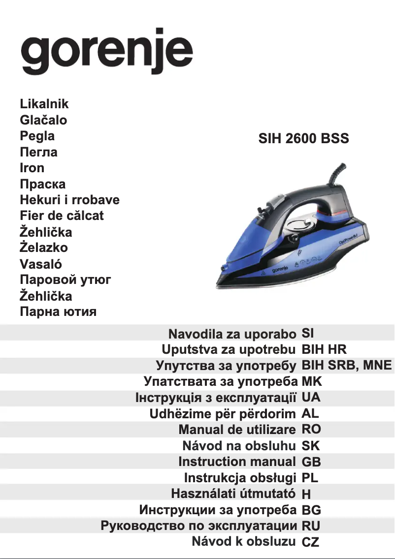 Page 1 of the manual User Manual Gorenje SIH 2600BSS