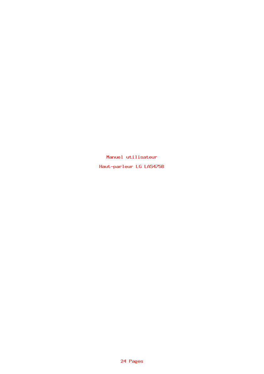 Page 1 de la notice Manuel utilisateur LG LAS475B