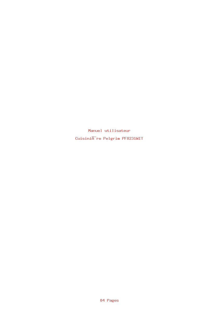 Page 1 de la notice Manuel utilisateur Pelgrim PF8231WIT