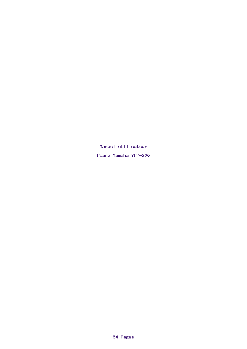 Page 1 de la notice Manuel utilisateur Yamaha YPP-200