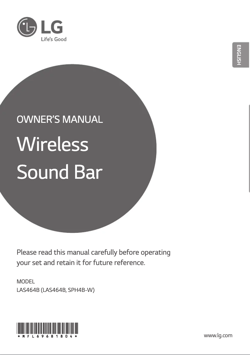 Page 1 de la notice Manuel utilisateur LG LAS464B