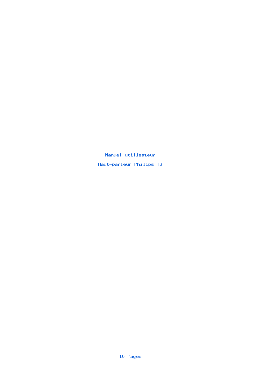 Page 1 de la notice Manuel utilisateur Philips T3