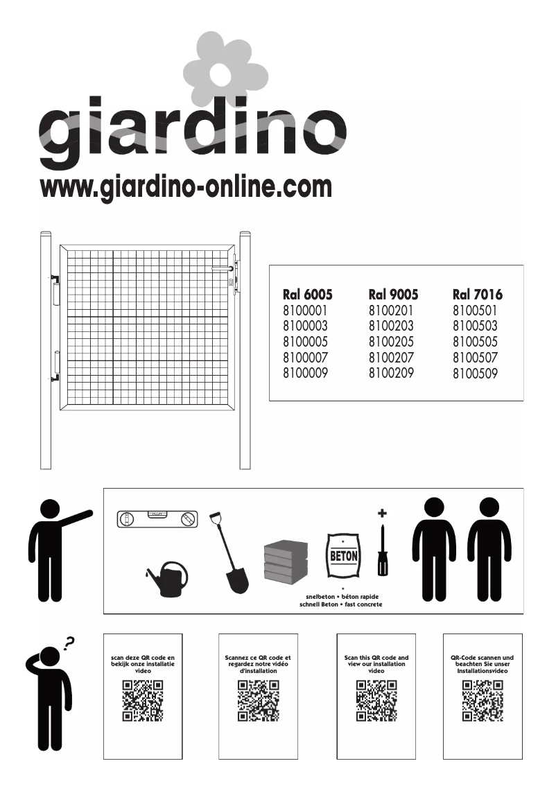 Page 1 de la notice Manuel utilisateur Giardino 8100001