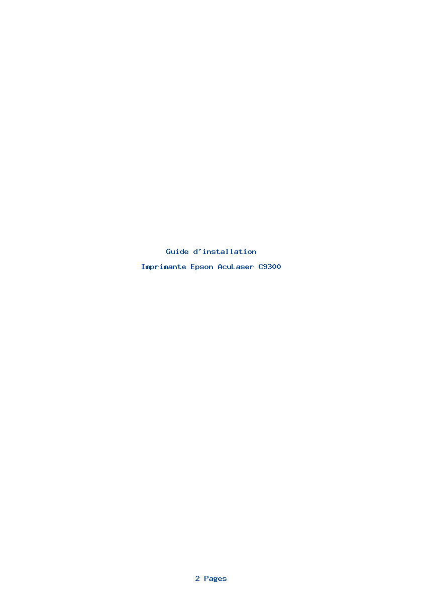 Page 1 de la notice Guide d'installation Epson AcuLaser C9300